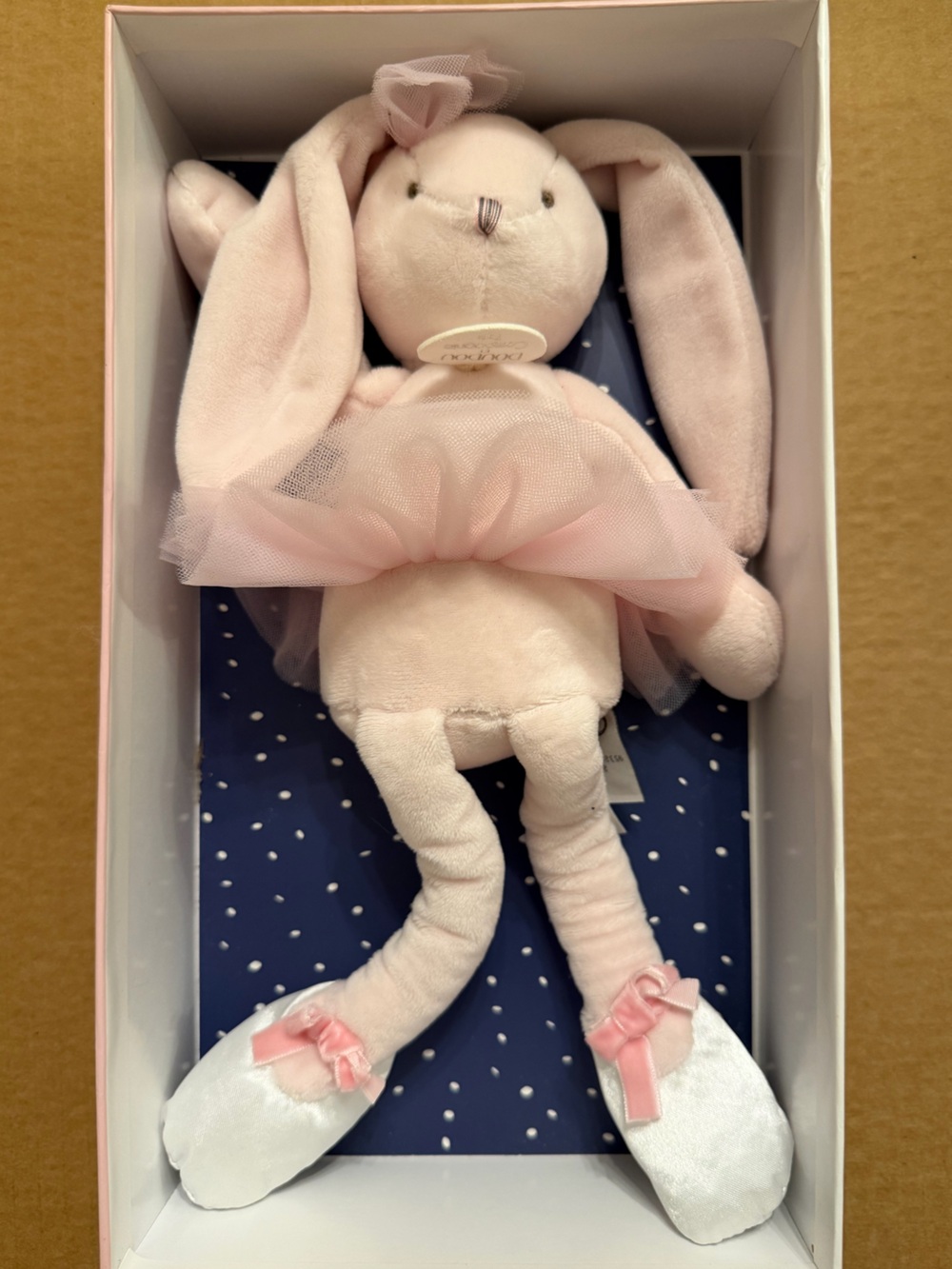 DouDou ET Compagnie Pink Plush Ballerina Bunny Doll with Tulle Skirt